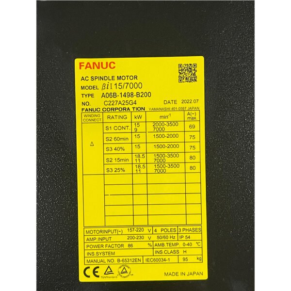 A06B-1498-B200 FANUC (Motor) Free Shipping - Image 2